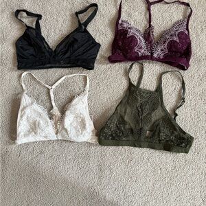 Victoria's Secret Lace Bralette Collection - Black, Burgundy, White, Green